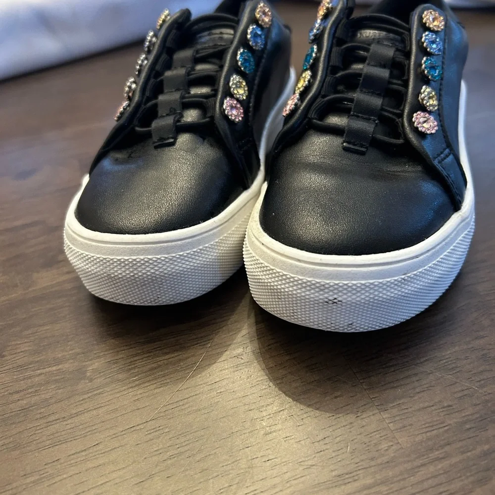 Kurt Geiger Black Kids Sneakers with Multicolor Gem embellishes size12 1/2
